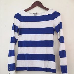 Blue and white stripped long sleeve shirt